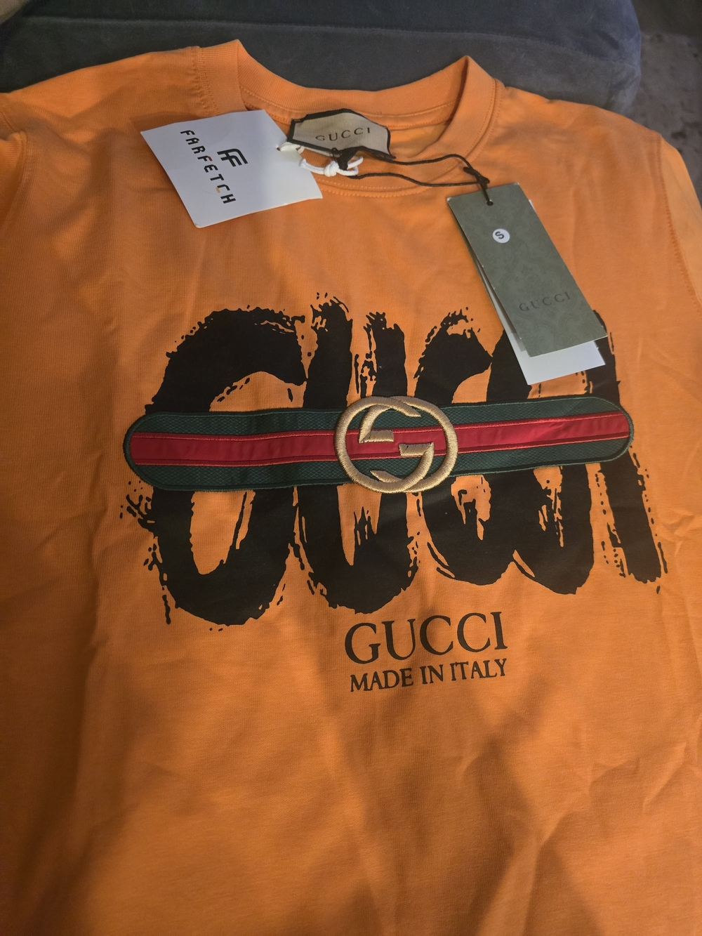 Gucci Orange Logo Graphic Unisex T-Shirt - Picture 3 of 9